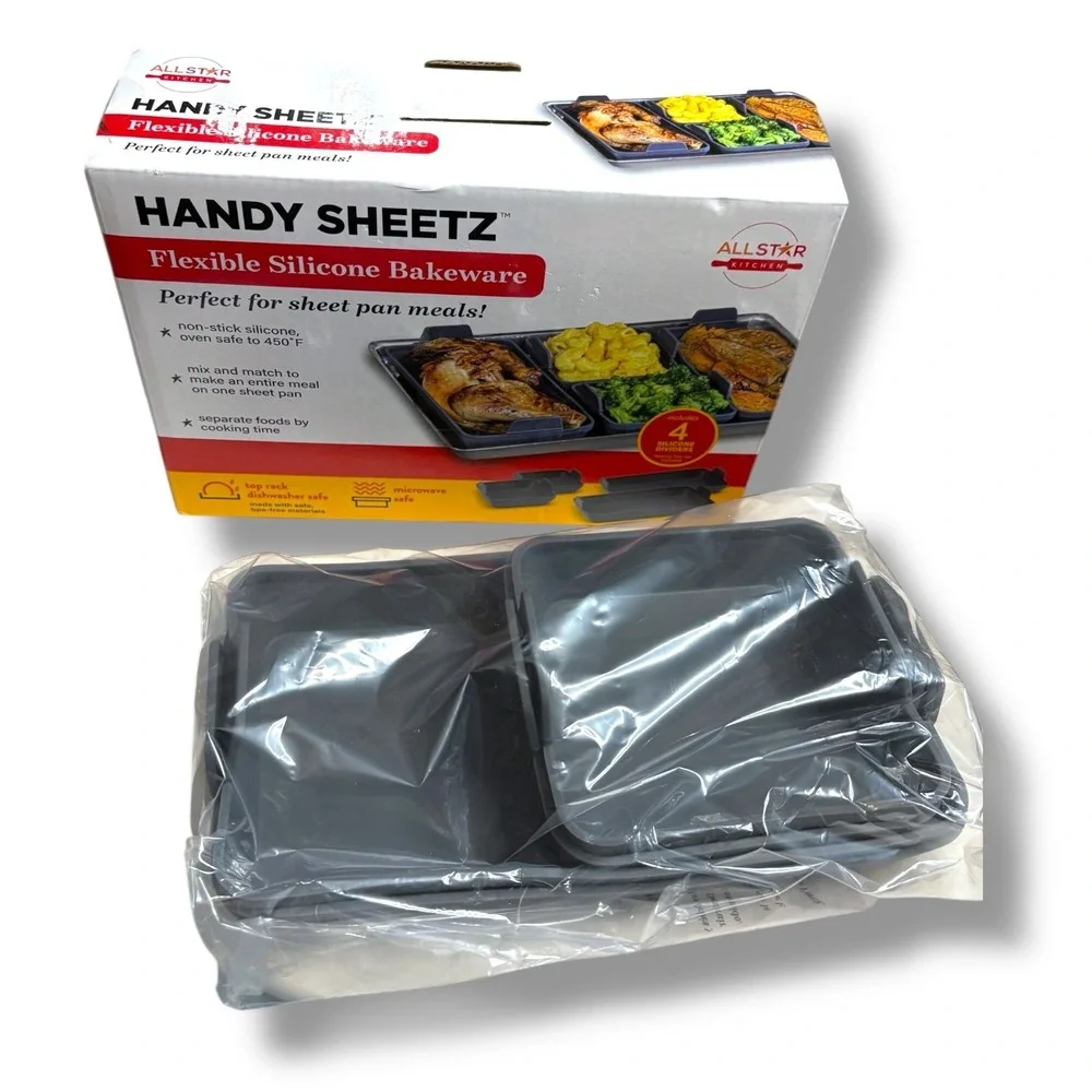 Allstar Kitchen Handy Sheetz Flexible Silicone Bakeware 4 Piece Divider Set Gray